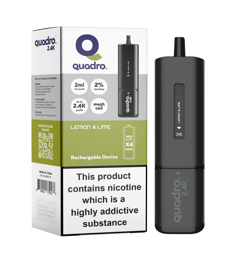 QUADRO 2.4K BLACK DEVICE LEMON & LIME Vape Ardeer QUADRO 2.4K BLACK DEVICE LEMON & LIME Vape Ardeer