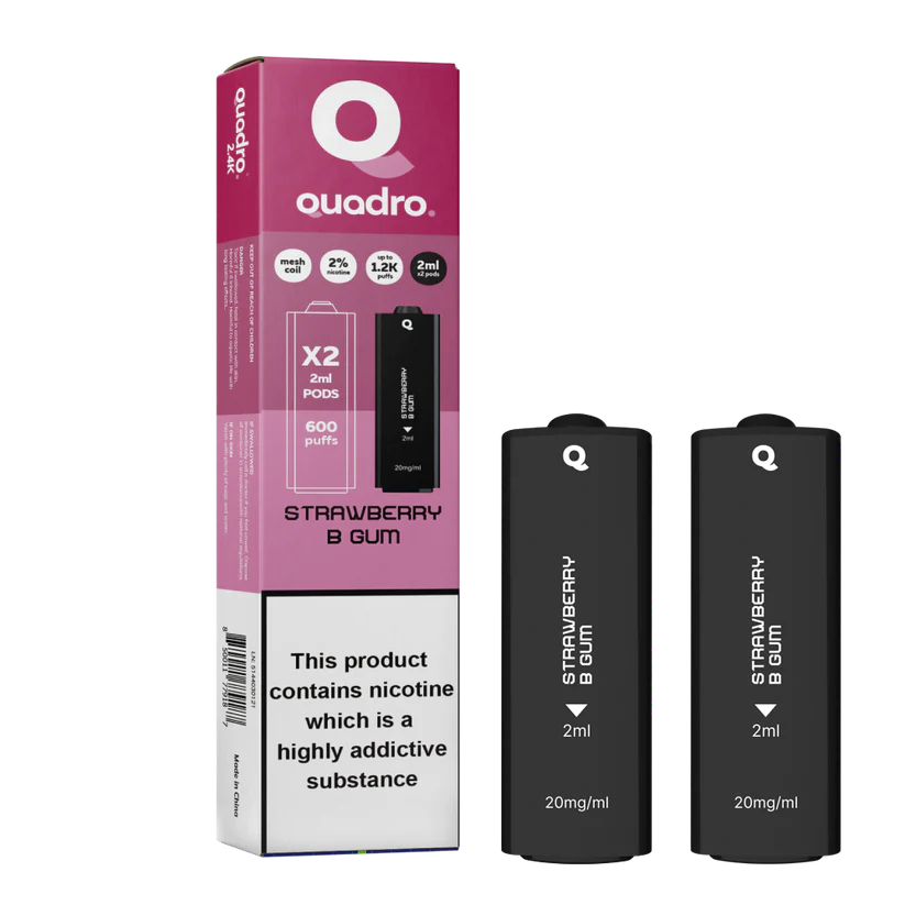 QUADRO 2PK PODS STRAWBERRY B-GUM