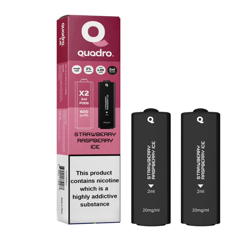 QUADRO 2PK PODS STRAWBERRY RASPBERRY ICE